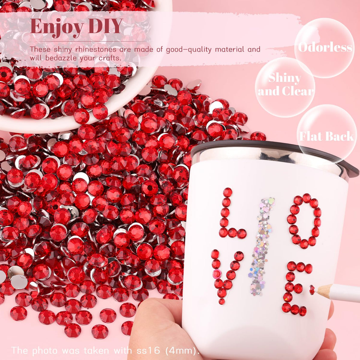 BELLEBOOST red rhinestones in a craft project