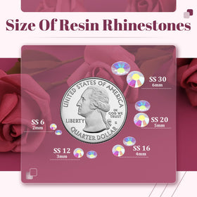 BELLEBOOST resin rhinestones spread out on a crafting table