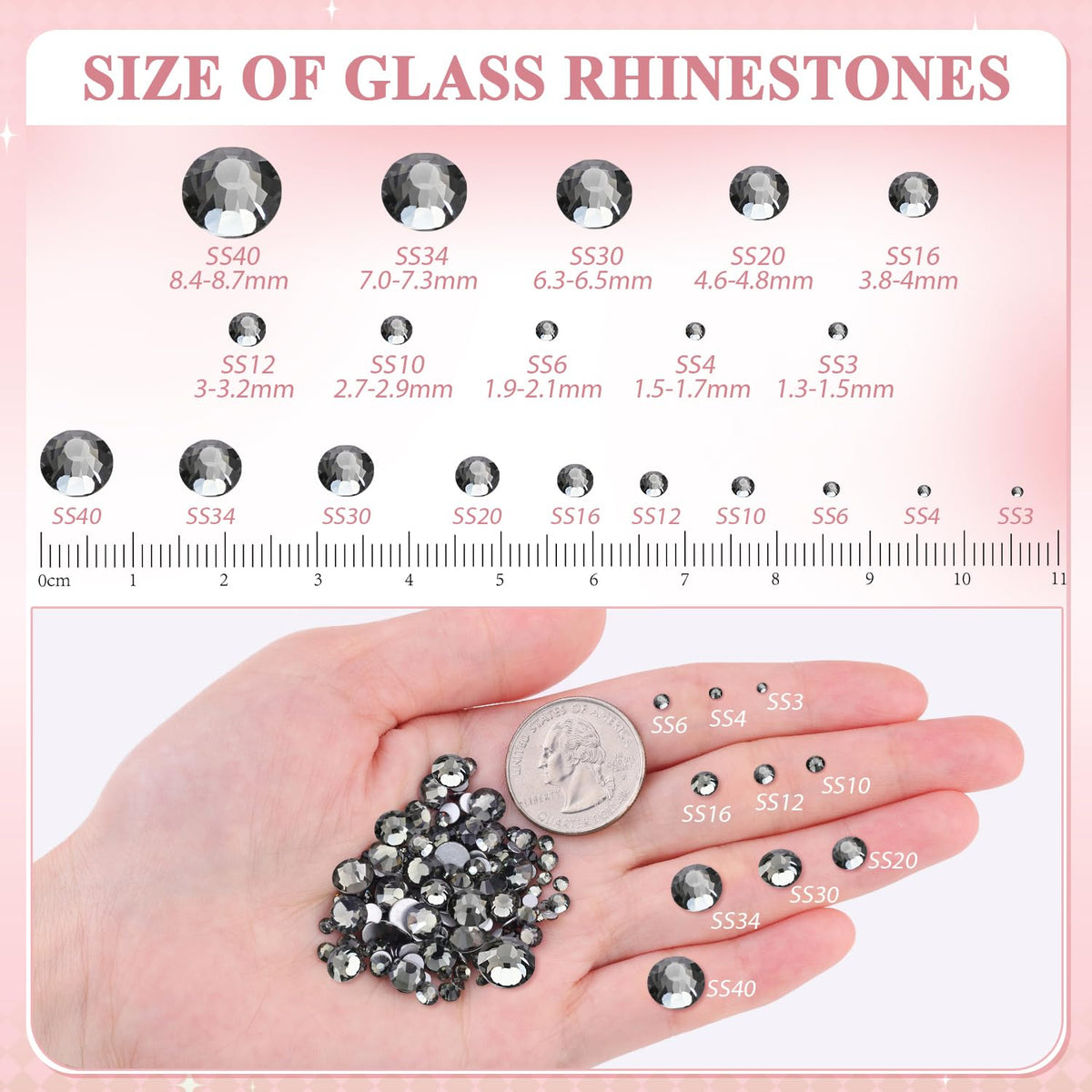 BELLEBOOST rhinestones in packaging with weight label
