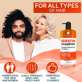 BELLISSO Keratin Enriched Shampoo close-up of pump top
