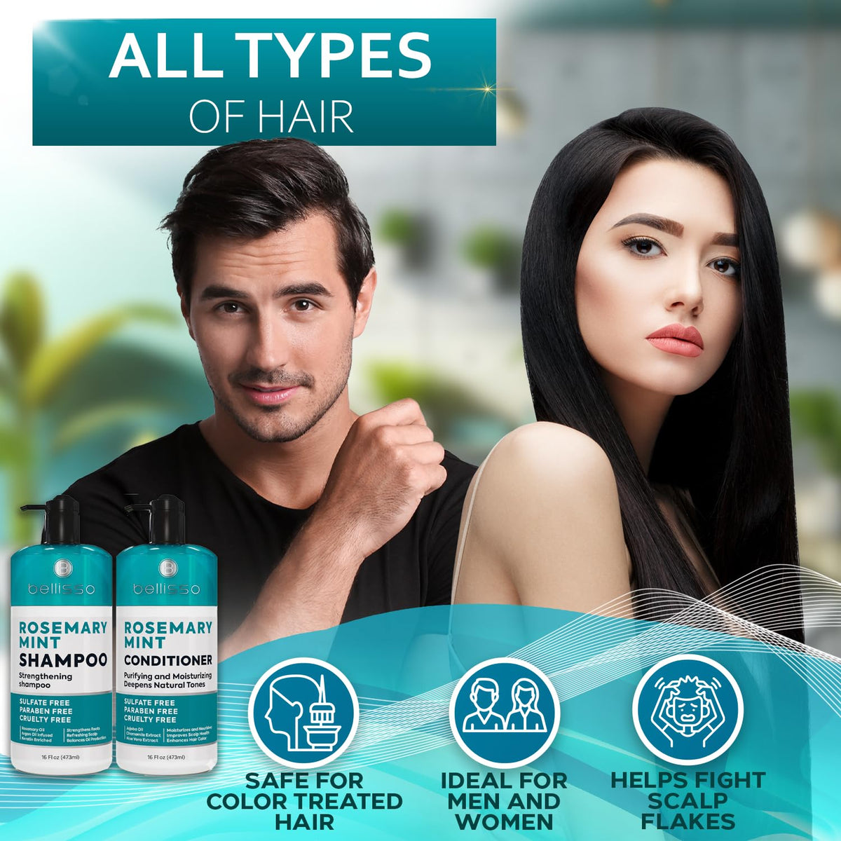 BELLISSO Rosemary Shampoo and Conditioner Set back view