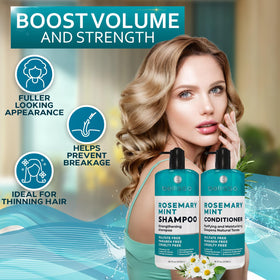 BELLISSO Rosemary Shampoo bottle with mint leaves