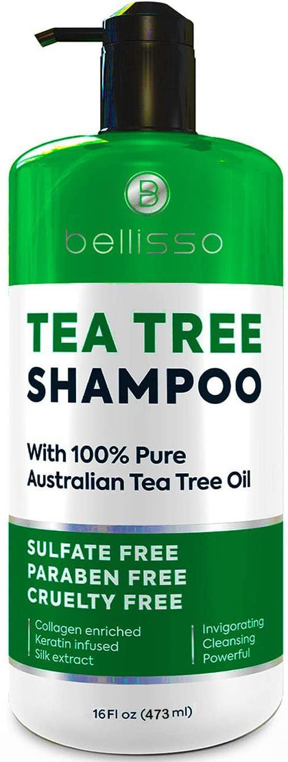 BELLISSO Tea Tree Oil Shampoo front view 621g bottle