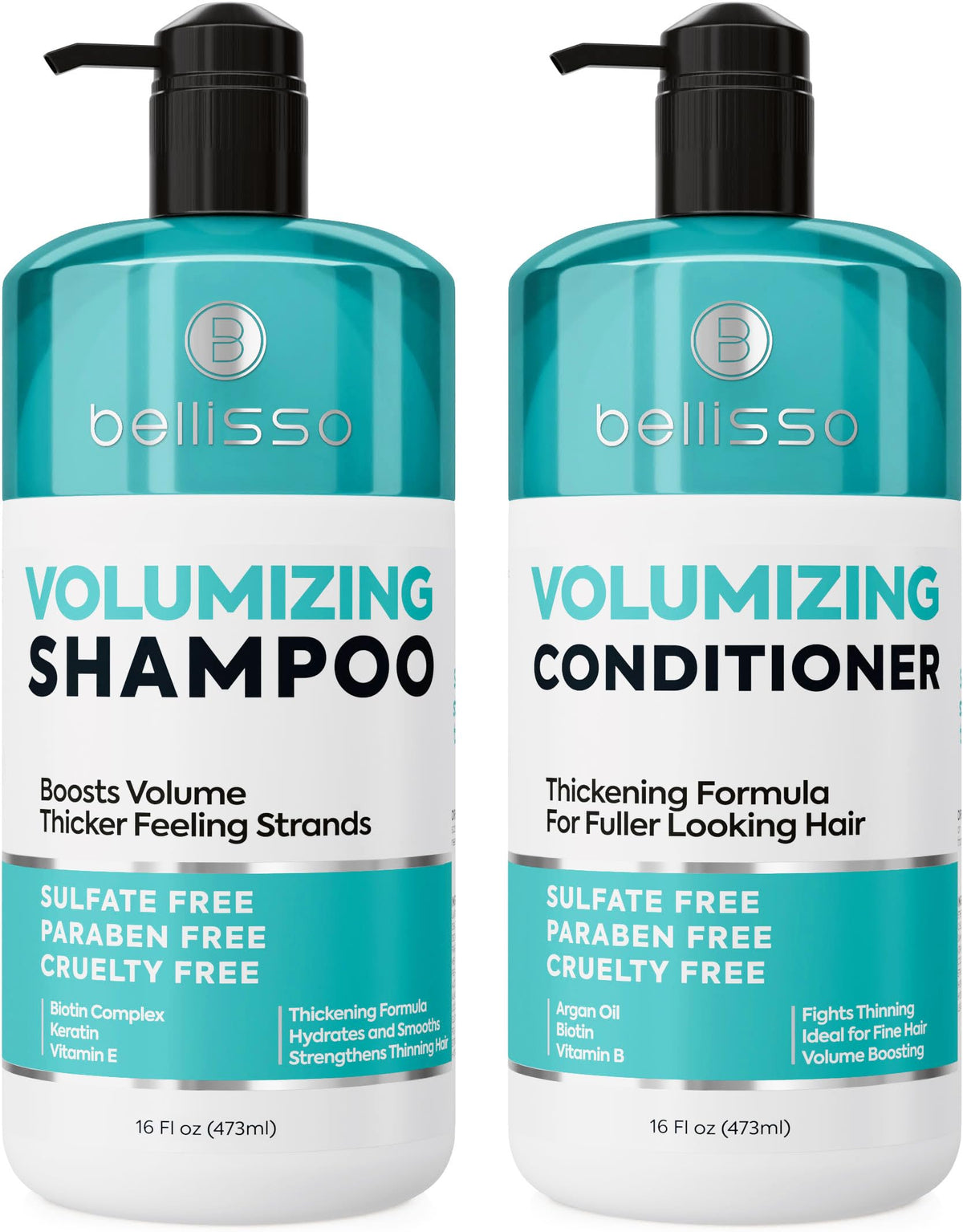 BELLISSO volumizing shampoo and conditioner set front view