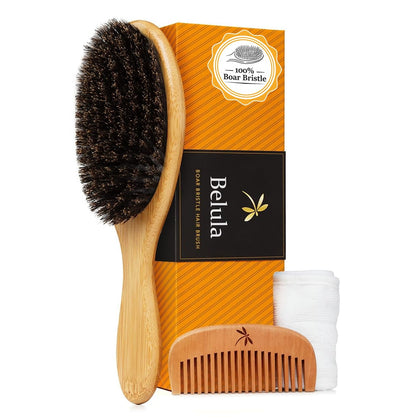 Belula 100% Boar Bristle Hair Brush Set front view