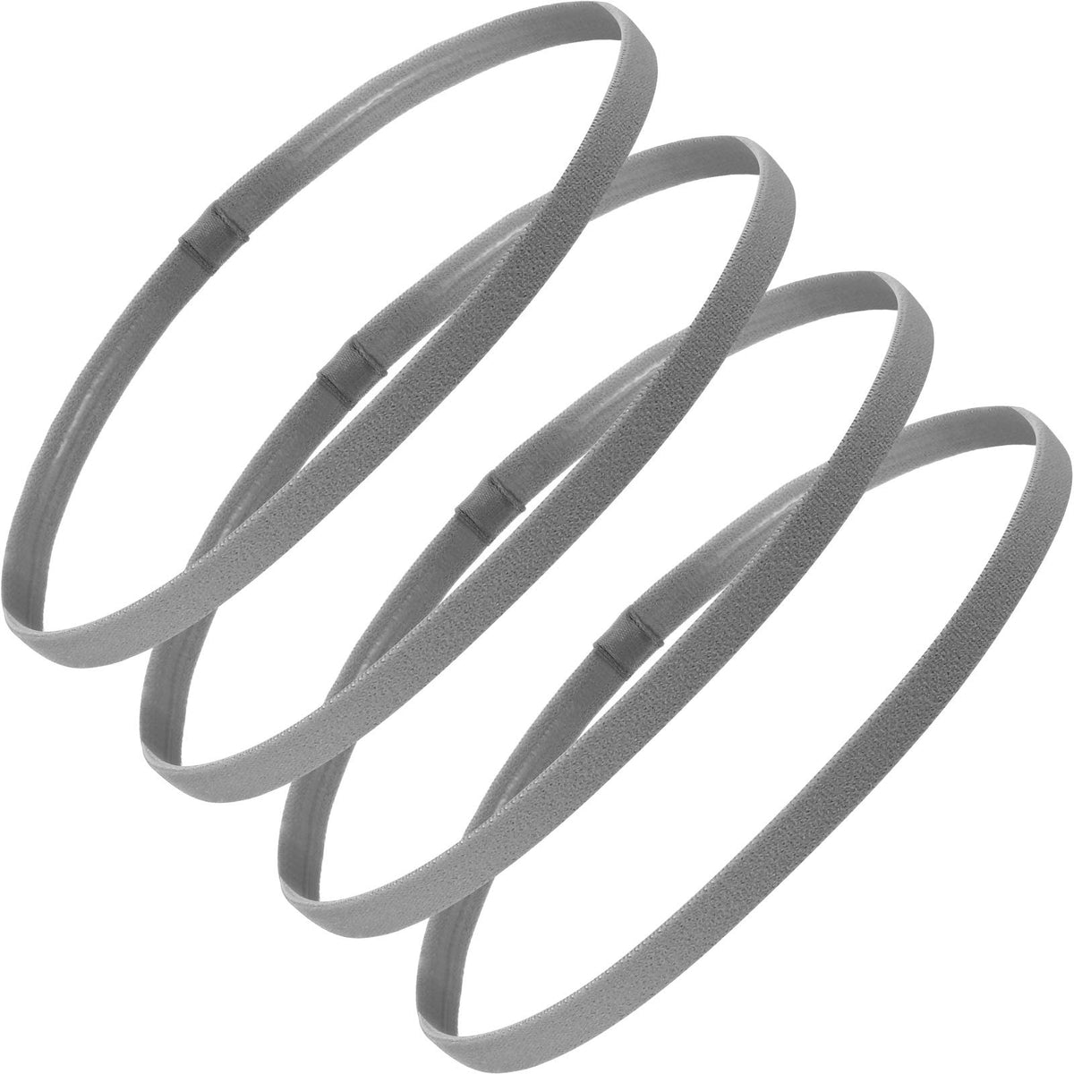 Bememo 4-pack gray non-slip elastic sport headbands front view