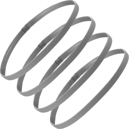 Bememo 4-pack gray non-slip elastic sport headbands front view