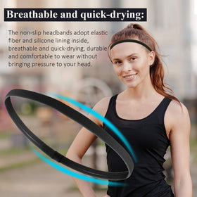 Bememo Non-Slip Elastic Sport Headbands black in use during exercise