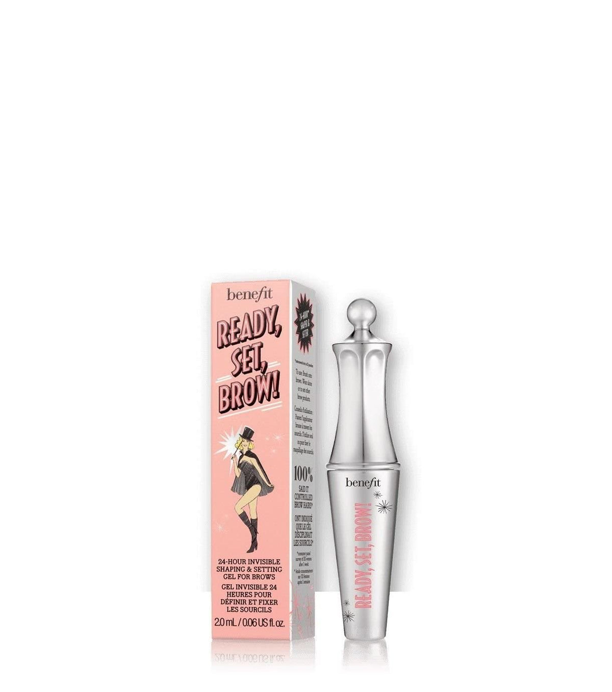 Benefit 24-Hour Brow Setter travel size front view with clear gel