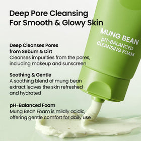 beplain Mung Bean Cleansing Foam side view showing packaging