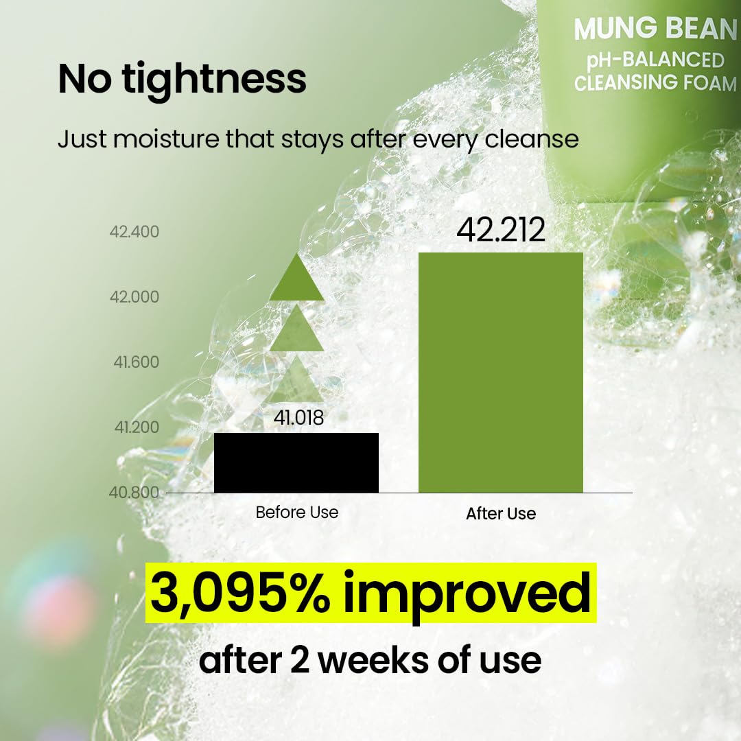 beplain Mung Bean Cleansing Foam with foam texture on hand