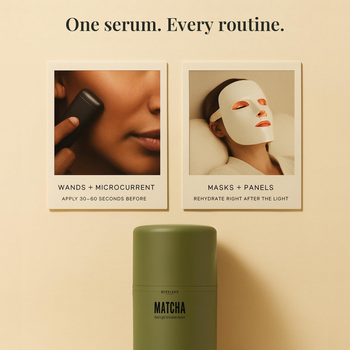 Berkland Matcha Serum application on skin
