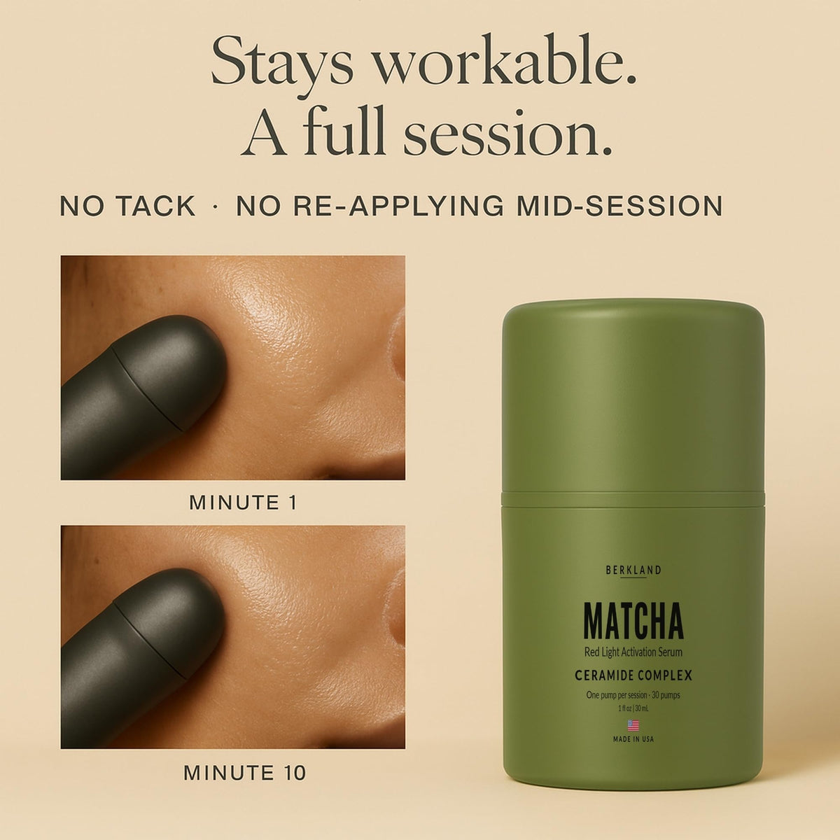 Berkland Matcha Serum with ingredients list