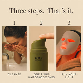 Berkland Matcha Serum with red light therapy device