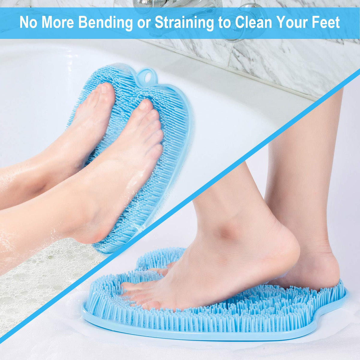 BESKAR Shower Foot Scrubber Mat showing non-slip suction cups