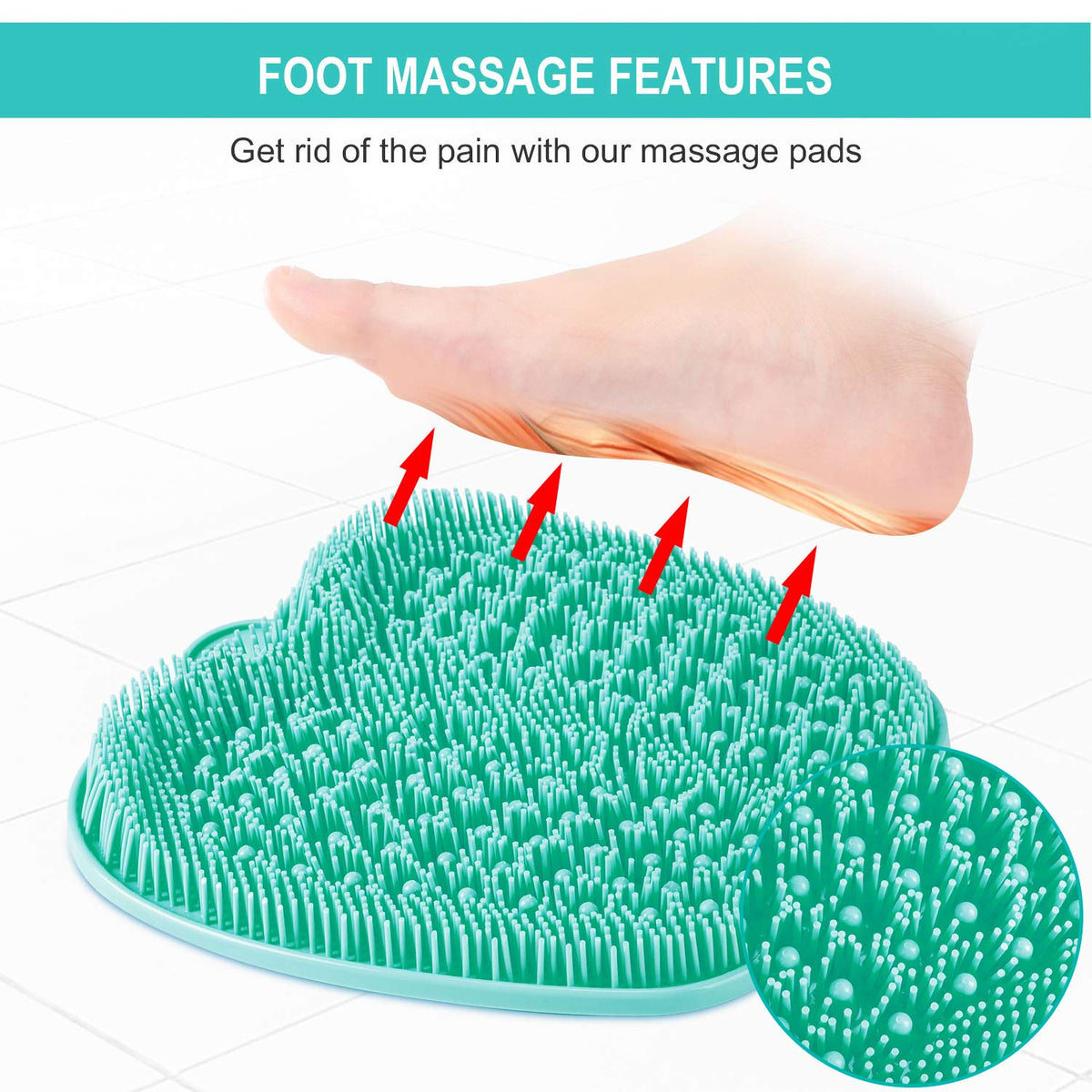 BESKAR XL Shower Foot Scrubber Mat close-up of bristles