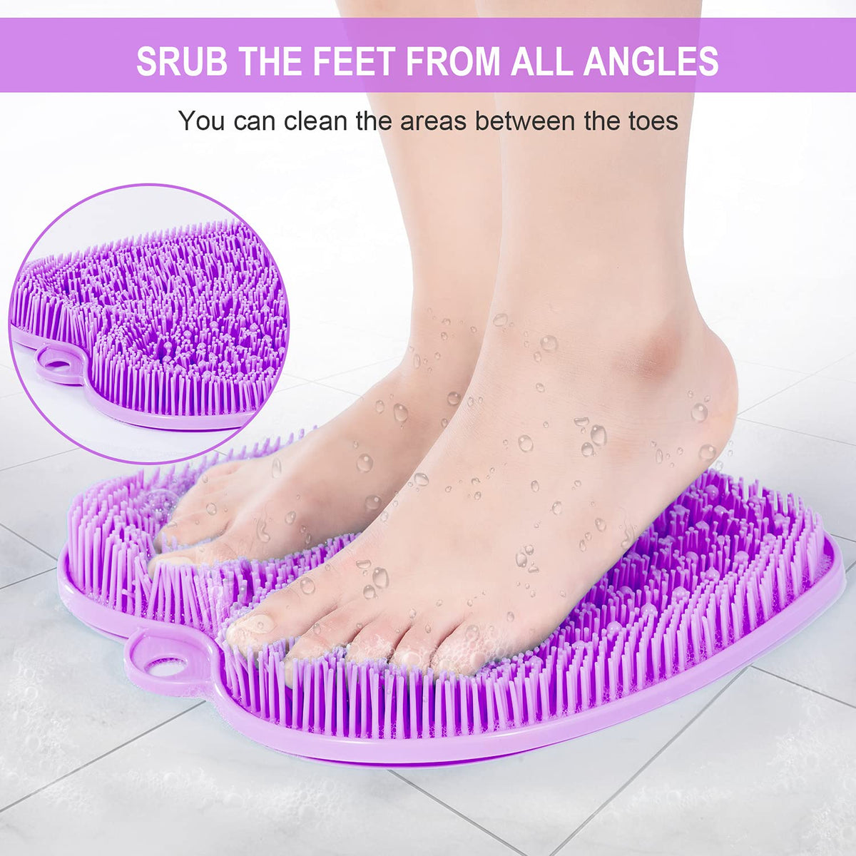 BESKAR XL Shower Foot Scrubber Mat in a shower setting
