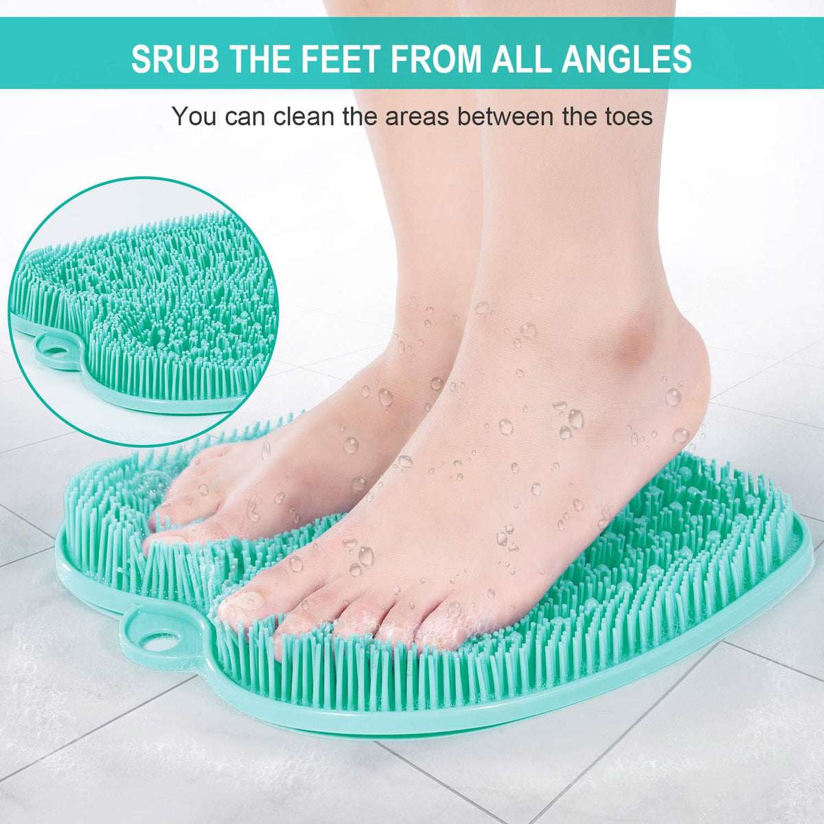 BESKAR XL Shower Foot Scrubber Mat in a shower setting