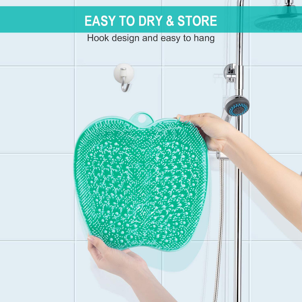 BESKAR XL Shower Foot Scrubber Mat on a bathroom floor