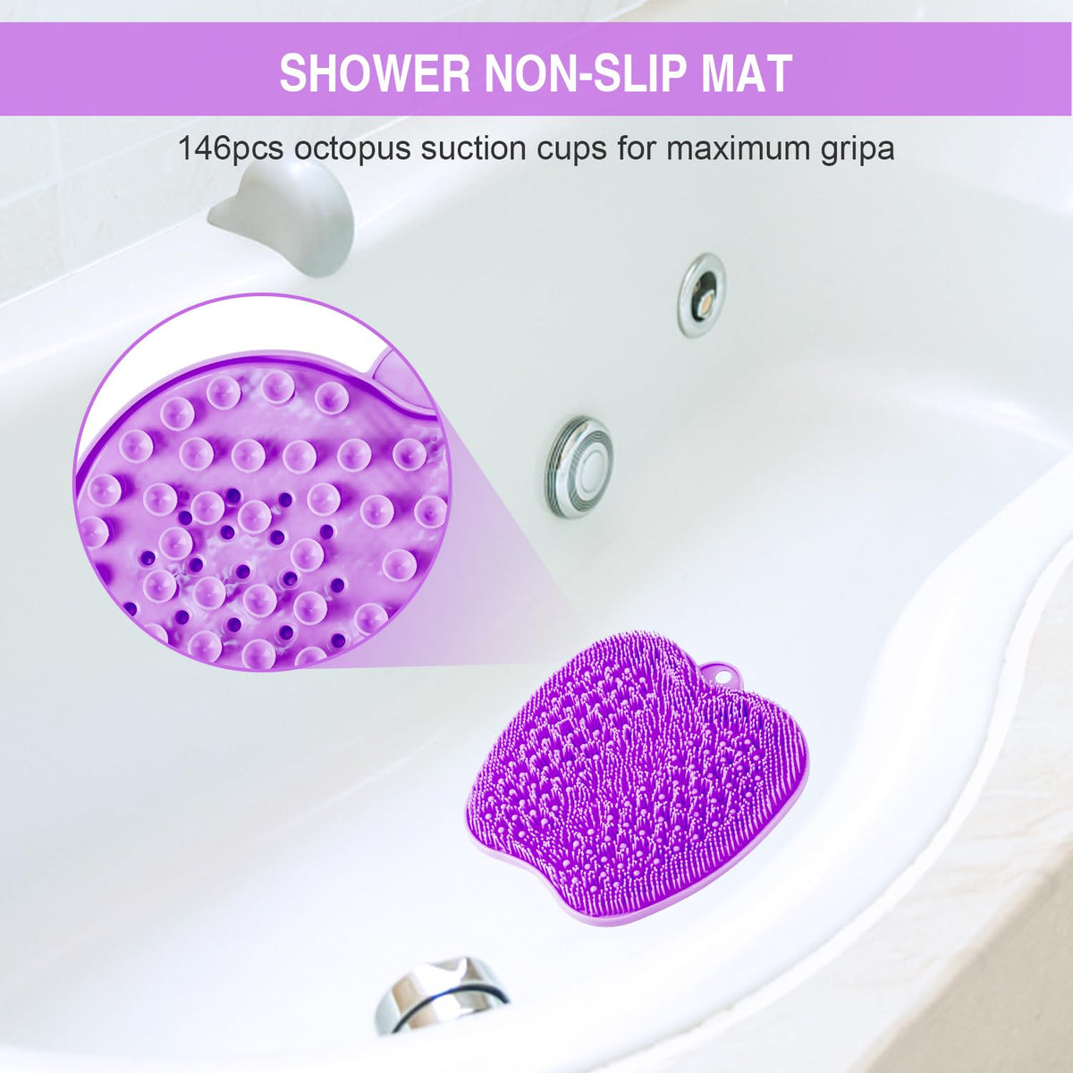 BESKAR XL Shower Foot Scrubber Mat with feet on it