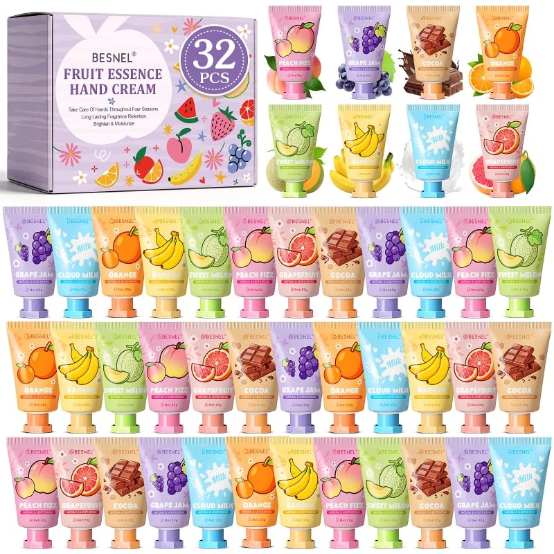 BESNEL 32 Pack Hand Cream Gift Set with assorted mini lotions