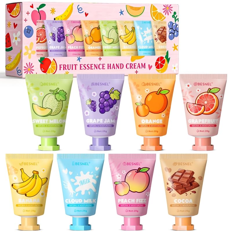 BESNEL 8 Pack Hand Cream Gift Set with assorted flavours