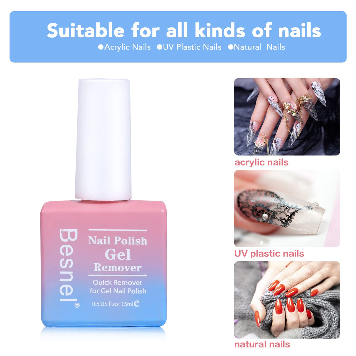 BESNEL Gel Nail Polish Remover being applied to nails