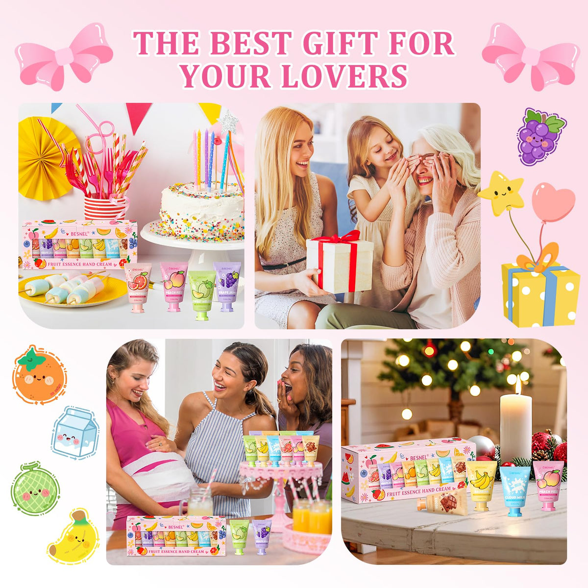 BESNEL hand cream packaging with all 8 flavours