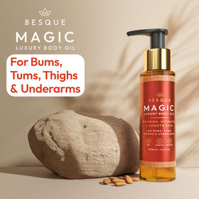 Besque Magic Body Oil bottle with cold-pressed oils