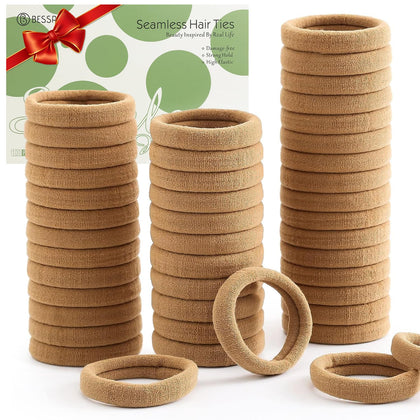 Bessrung 100 Pcs Thick Hair Ties Light Brown front view