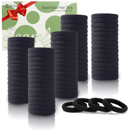 Bessrung 100PCS Black Elastic Hair Ties front view