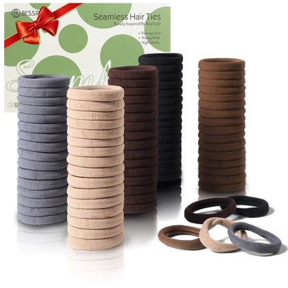 Bessrung 100PCS brown elastic hair ties pack front view