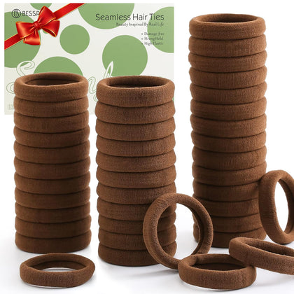 Bessrung 100PCS dark brown elastic hair ties front view