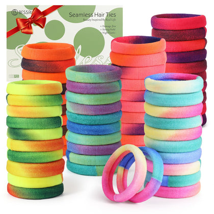 Bessrung 100PCS Gradient Rainbow Hair Ties assorted colours front view