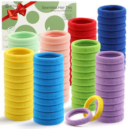 Bessrung 100PCS Rainbow Colour Elastic Hair Ties front view