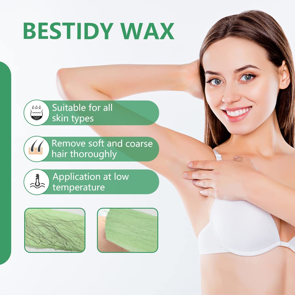 Bestidy Hard Wax Beads 1000g green wax beads close-up