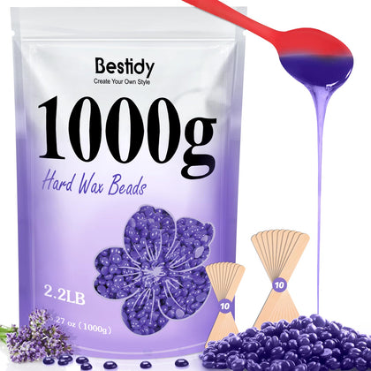 Bestidy Hard Wax Beads 1000g purple beads front view