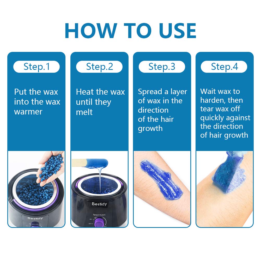 Bestidy Hard Wax Beads 1000g with instructions