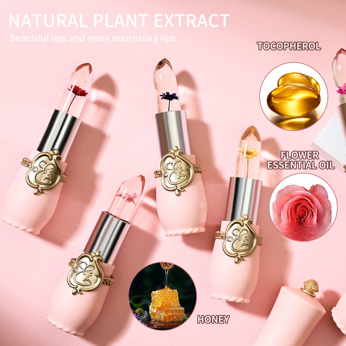 BestLand Flower Jelly Lipstick Set in compact case