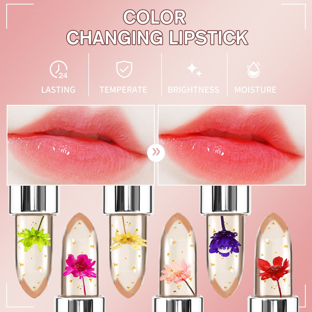 BestLand Flower Jelly Lipstick Set in hand for size reference