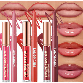 BestLand Hydrating Lip Oils and Lip Liner Pencil Set, 6pcs front view