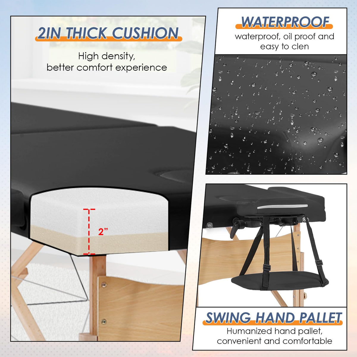 BestMassage Portable Massage Table close-up of PVC leather surface