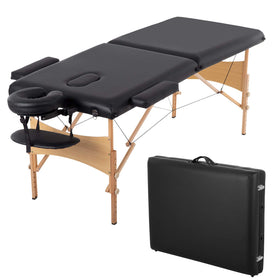 BestMassage Portable Massage Table front view with black PU leather