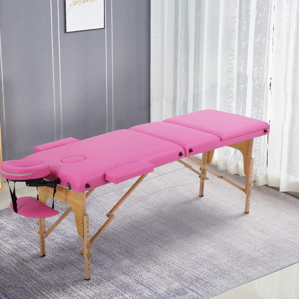 BestMassage Portable Massage Table side view showing 2-inch thick padding
