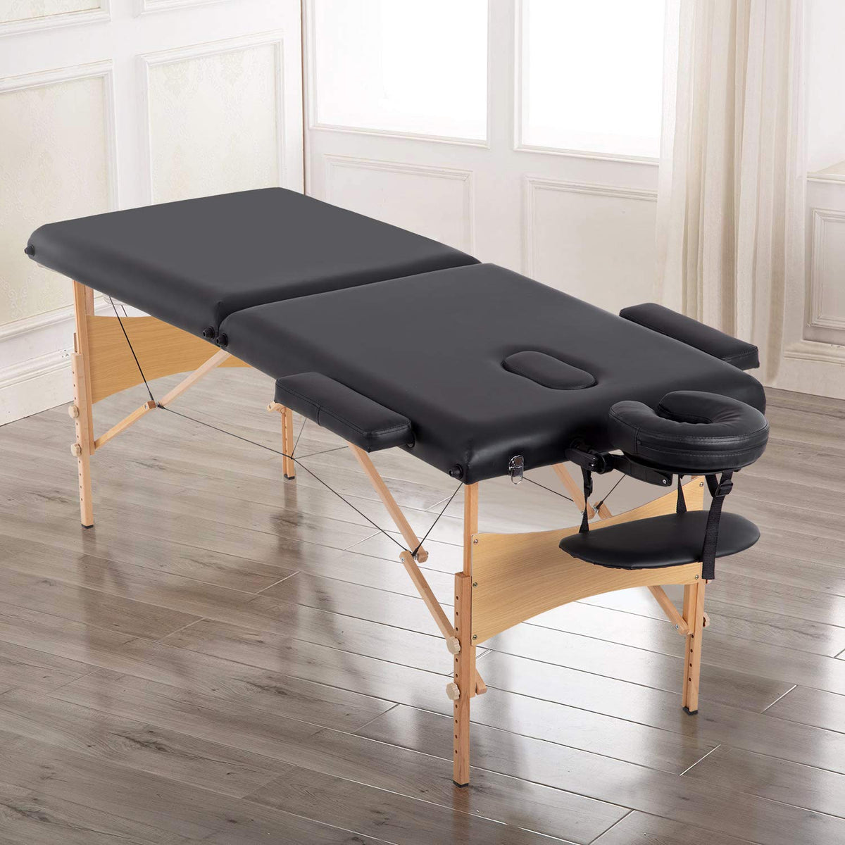 BestMassage Portable Massage Table side view showing adjustable height knobs
