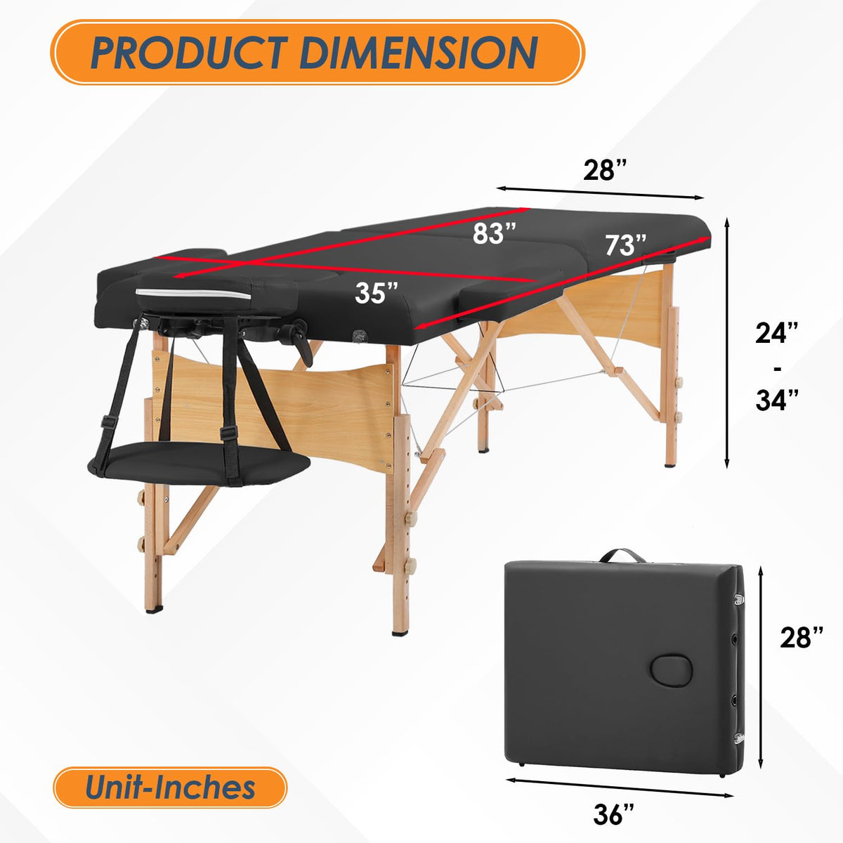 BestMassage Portable Massage Table side view showing height adjustment knobs