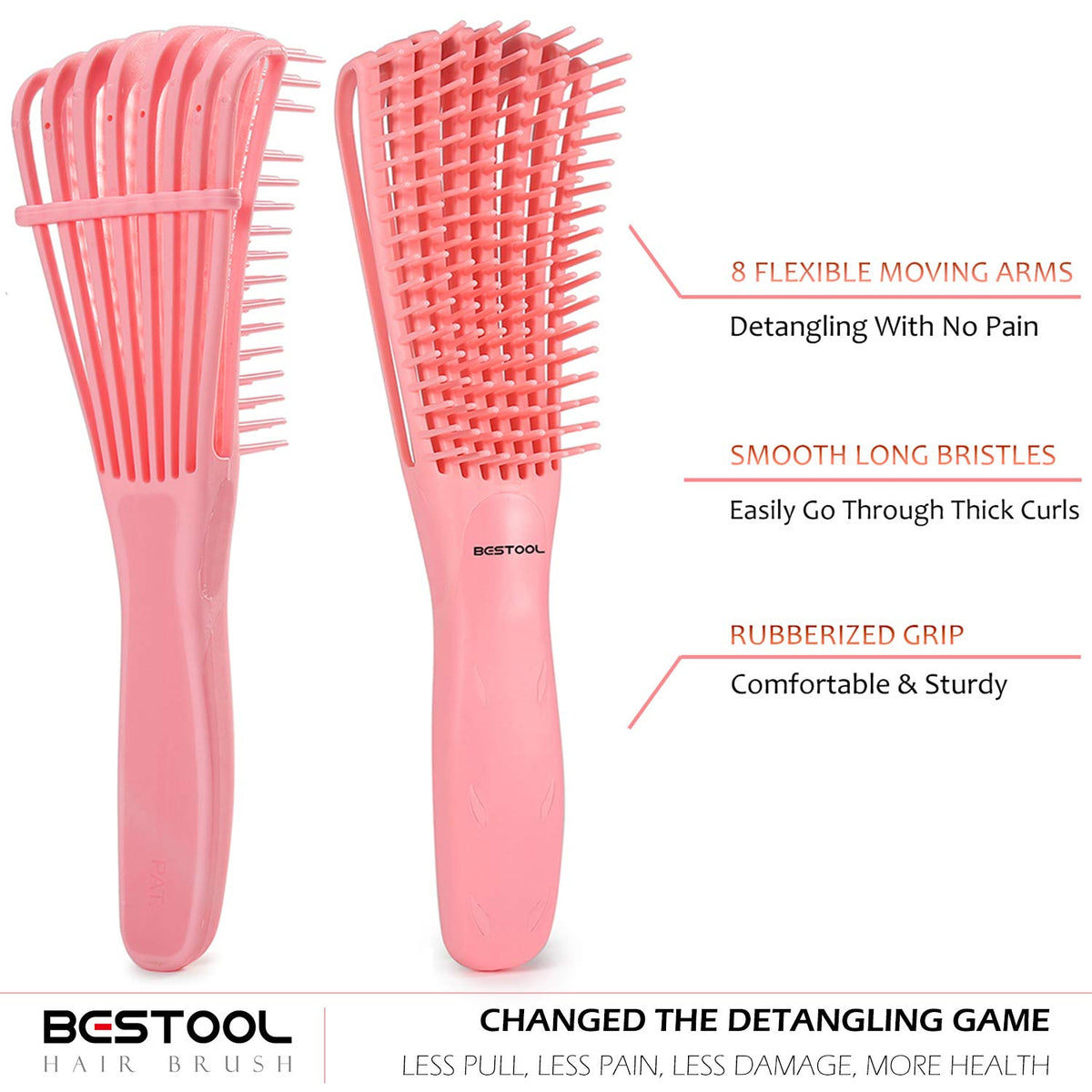 BESTOOL Detangling Brush ergonomic handle close-up