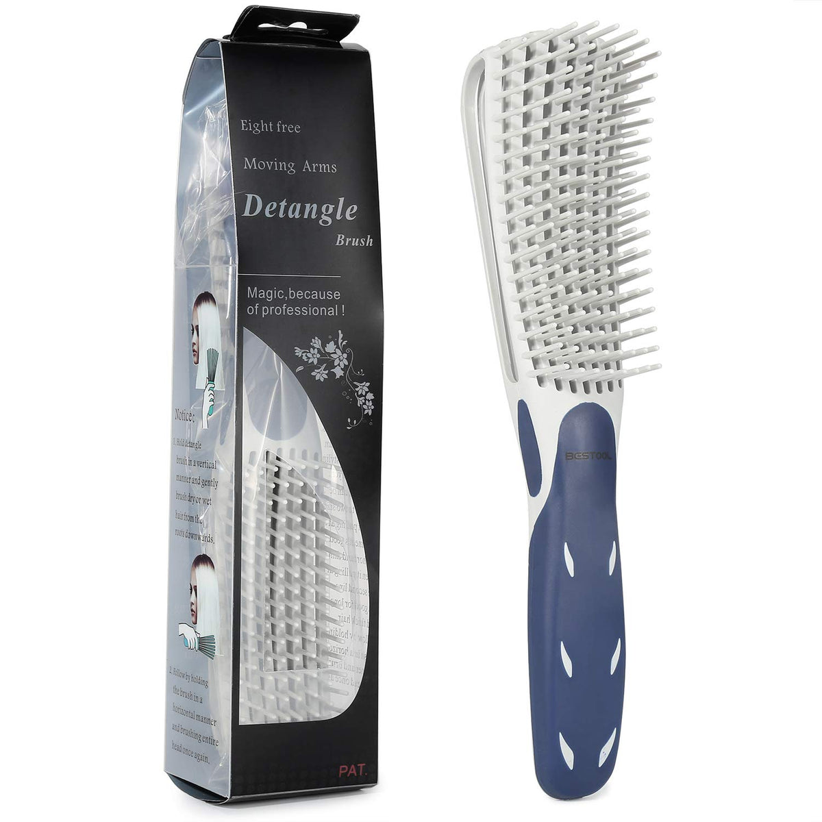 BESTOOL Detangling Brush front view in blue