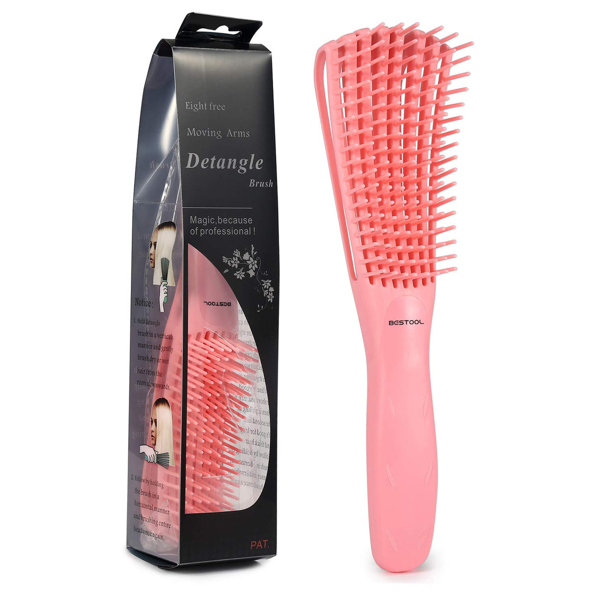 BESTOOL Detangling Brush front view in pink
