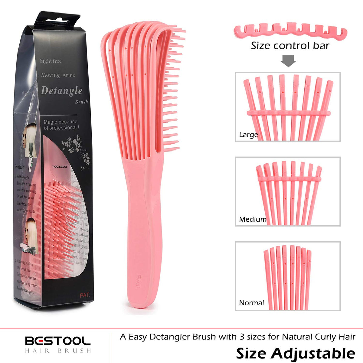 BESTOOL Detangling Brush showing flexible comb arms